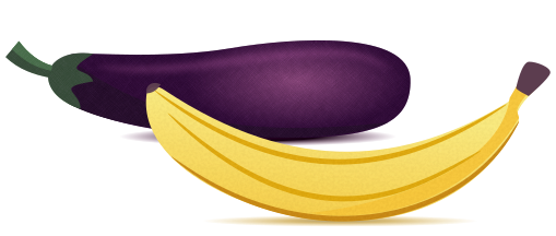 рисунок вектор банан и баклажан