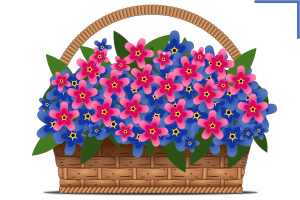 Рисунок корзины с цветами к 8 Марта