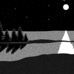 Ночь, иллюстрация в черно-белых тонах