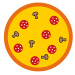 Рисунок пиццы и анимация с помощью маски
