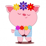 Как нарисовать свинку с цветами